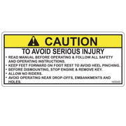 Grasshopper 165045 Decal Caution Read Manual