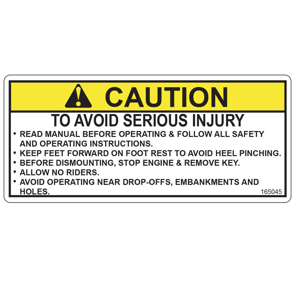 Grasshopper 165045 Decal Caution Read Manual