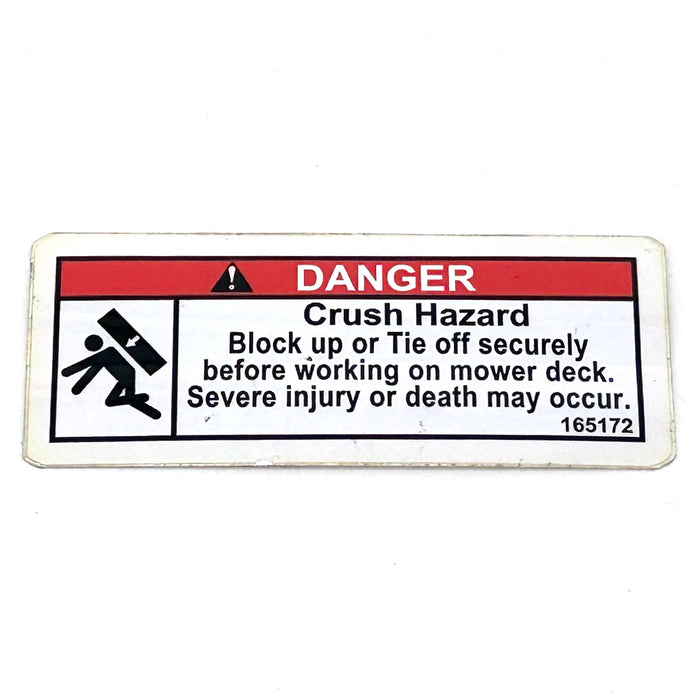 GRASSHOPPER INC - 165172 - DECAL - DANGER CRUSH HAZARD