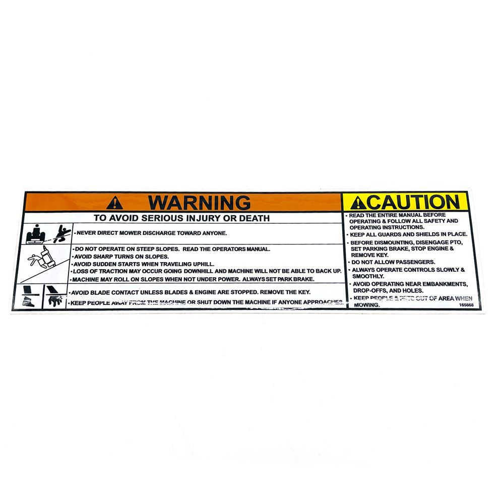 Grasshopper 165668 Decal Warning And Caution