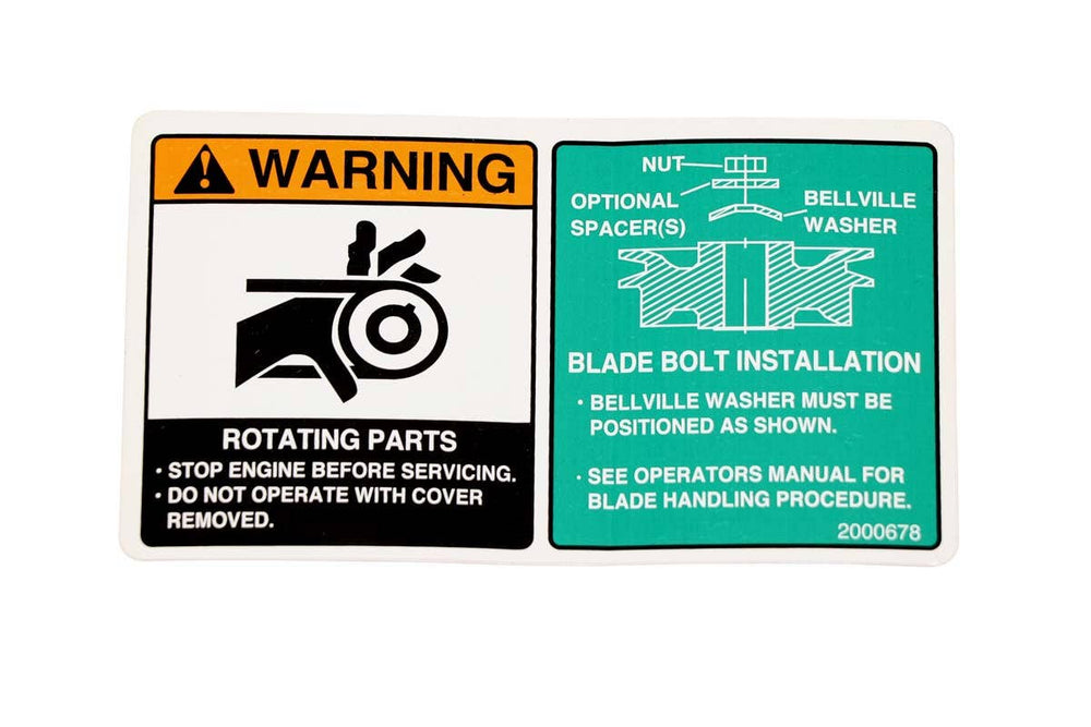 Bobcat 2000678 Warning Decal for Mowers