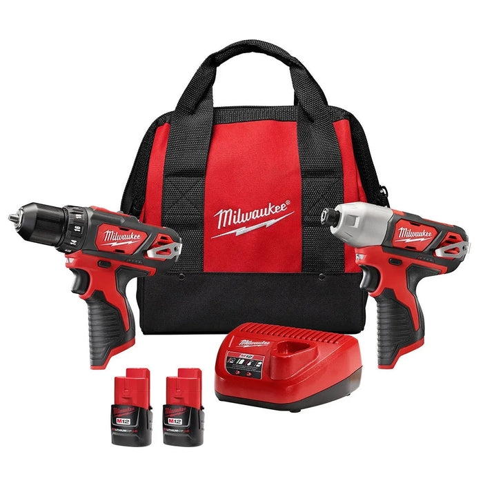 Milwaukee M12 Cordless 2-Tool Drill/Impact Combo Kit 2494-22