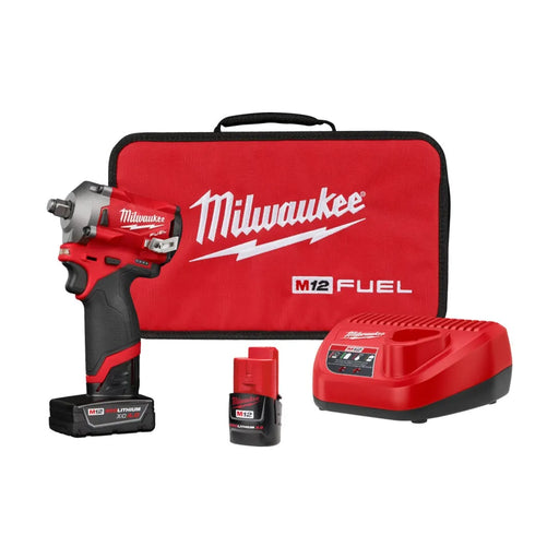 Milwaukee M12 FUEL Stubby 1/2" Impact Wrench Friction Ring (4.0Ah/2.0Ah) Kit 2555-22