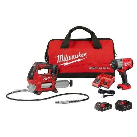 Milwaukee M18 FUEL 1/2" HTIW w/ Friction Ring & Grease Gun Combo Kit 2967-22GG