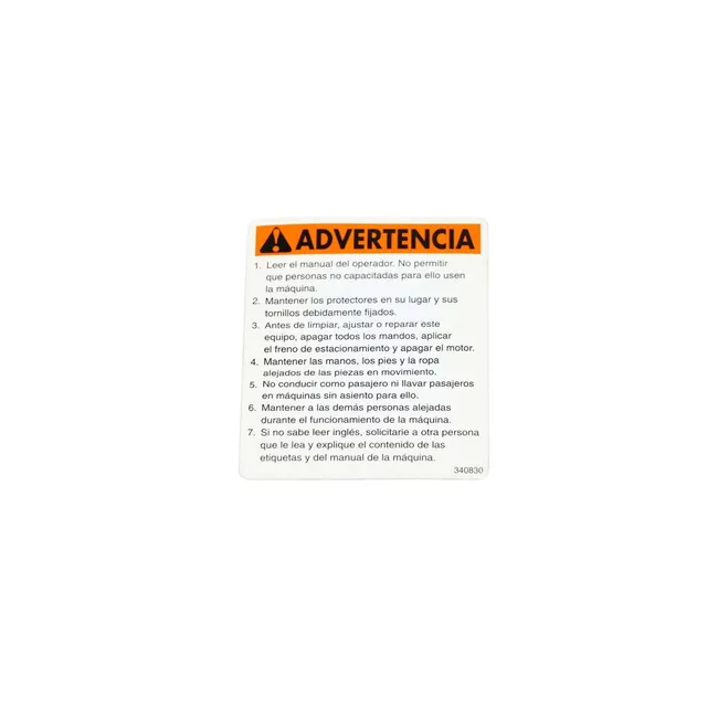 Bobcat 340830 Warning Decal