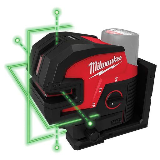 Milwaukee M12 Green Cross Line & 4-Points Laser (Tool Only) 3624-20