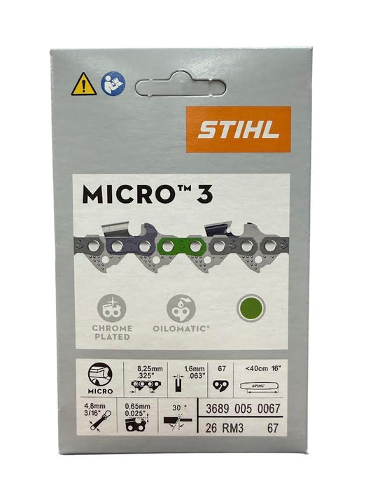 Stihl 3689 005 0067 Chainsaw Chain 16 In. 26RM3 67
