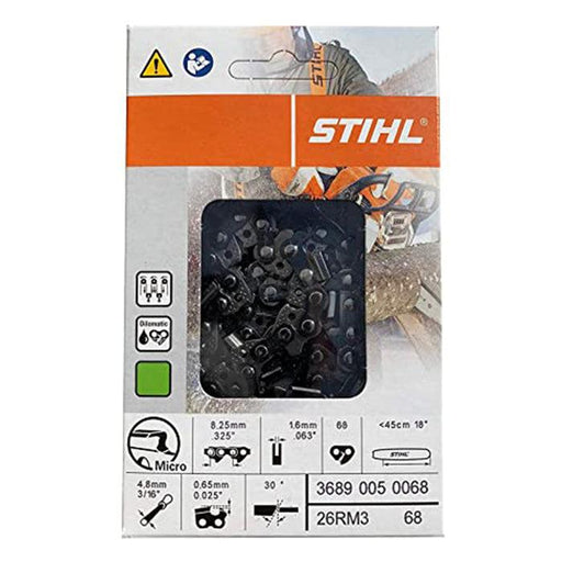 Stihl 3689 005 0068 OILOMATIC Rapid Micro Chainsaw Chain 18 In. 26RM3 68