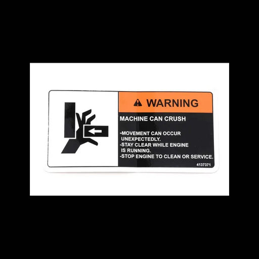 Hand Crush Warning Decal, 4137371