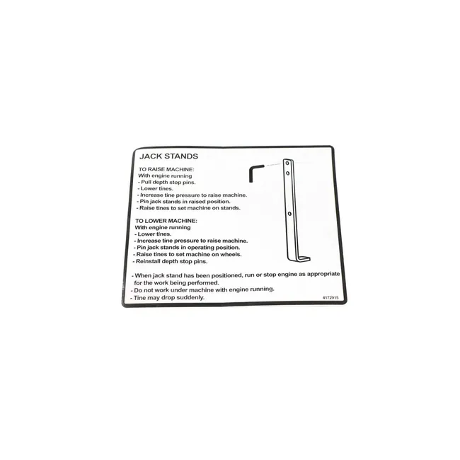 Bobcat 4172915 Jackstand Decal For ZTS Stand-On Aerators