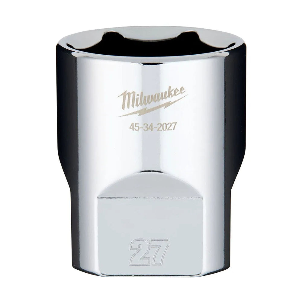 Milwaukee 1/2" Drive 27mm Standard 6-Point Chrome Socket 45-34-2027