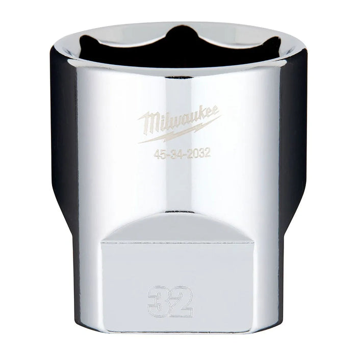 Milwaukee 1/2" Drive 32mm Standard 6-Point Chrome Socket 45-34-2032