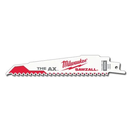 Milwaukee 6" Sawzall Blades 5 TPI Axe (5 pack) 48-00-5021