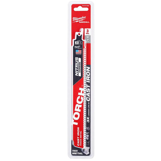 Milwaukee 9" NITRUS Carbide CAST IRON Torch Sawzall Blade (3 Pack) 48-00-5362