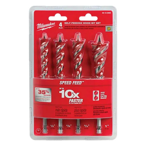 Milwaukee 4Pc. 6-1/2" SPEED FEED Wood Bit Set 48-13-0400