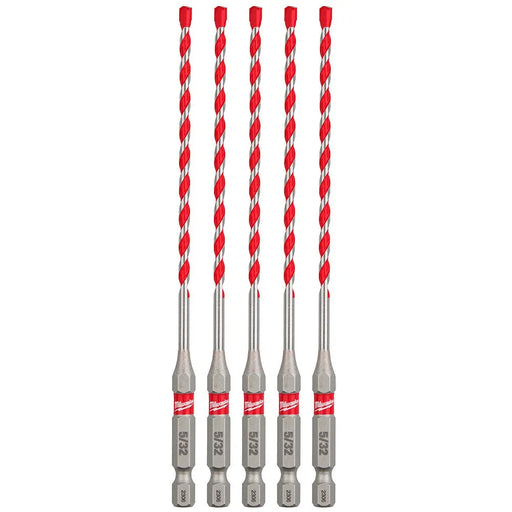 Milwaukee 5/32" x 4" x 6" SHOCKWAVE Impact Duty Carbide Hammer Drill Bits - Bulk 5 PK 48-20-9155