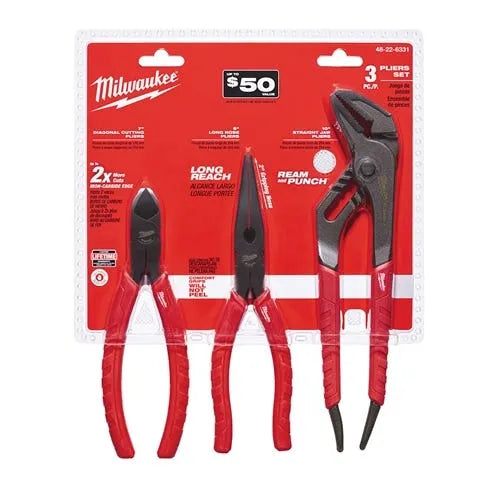 Milwaukee 3 Piece Comfort Grip Pliers Kit 48-22-6331