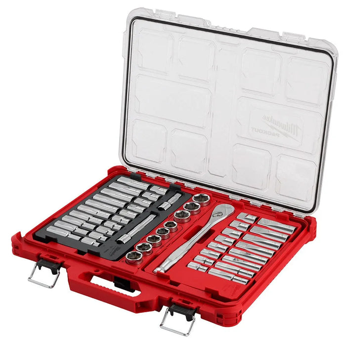 Milwaukee 47pc 1/2" Drive SAE & Metric Ratchet & Socket Set with PACKOUT Organizer 48-22-9487