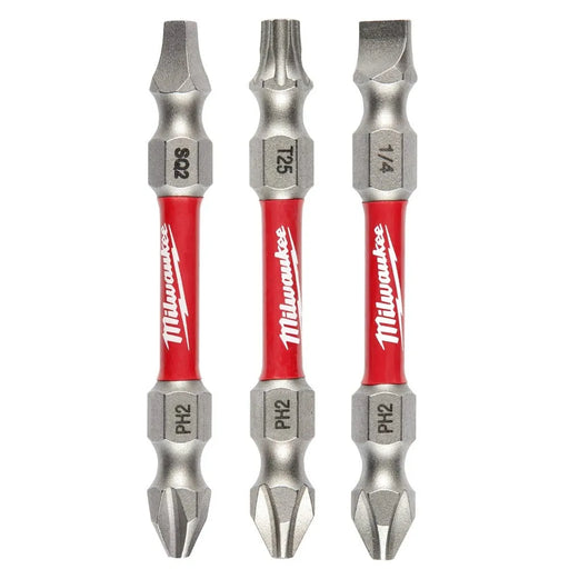 Milwaukee SHOCKWAVE Impact Duty PH2/SQ2/T25 Double Ended Bits 3PC 48-32-4319