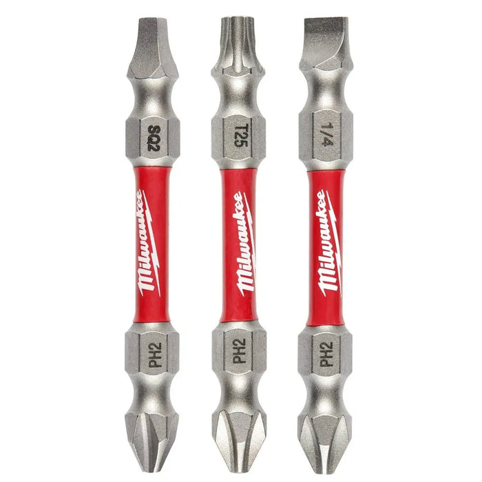 Milwaukee SHOCKWAVE Impact Duty PH2/SQ2/T25 Double Ended Bits 3PC 48-32-4319