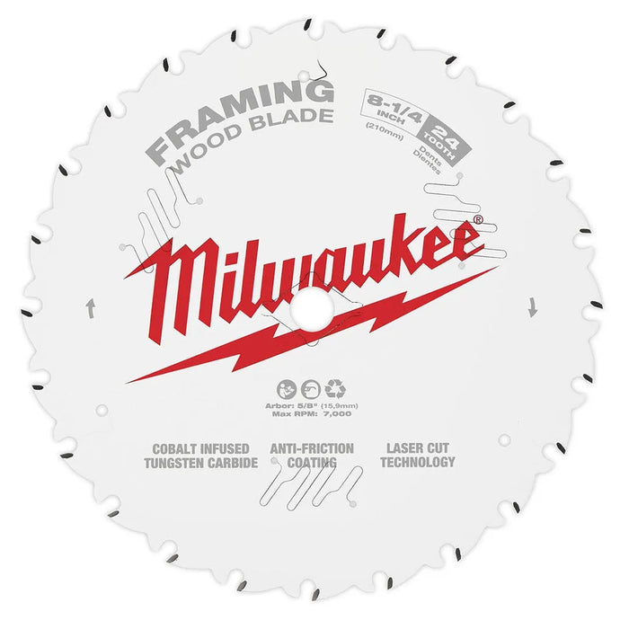 Milwaukee 8-1/4" 24-Tooth Circular Wood Cutting Saw Blade 48-40-0820