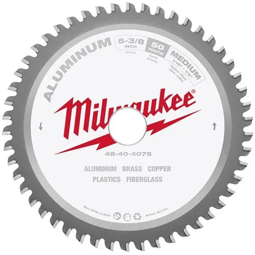 Milwaukee 5-3/8" 50 Tooth 20mm Arbor Circular Saw Aluminum Cutting Blade 48-40-4075