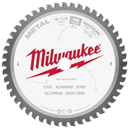 Milwaukee 6-1/2" 48 Tooth 5/8" Arbor Circular Saw Metal Cutting Blade 48-40-4220