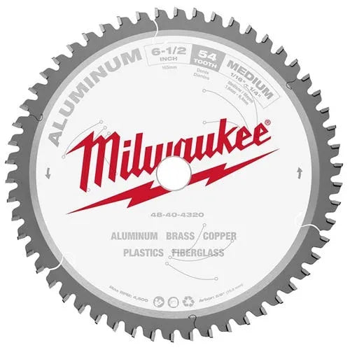 Milwaukee 6-1/2" 54 Tooth 5/8" Arbor Circular Saw Aluminum Cutting Blade 48-40-4320