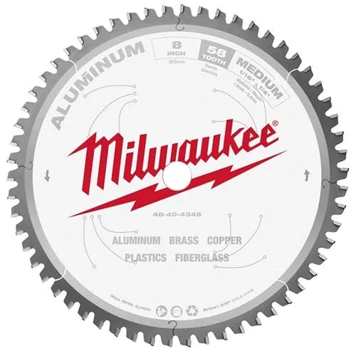 Milwaukee 8" 58 Tooth 5/8" Arbor Circular Saw Aluminum Cutting Blade 48-40-4345