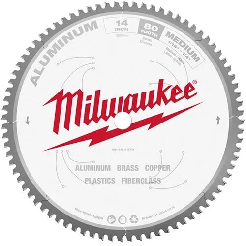 Milwaukee 14" 80 Tooth 1" Arbor Circular Saw Aluminum Cutting Blade 48-40-4370