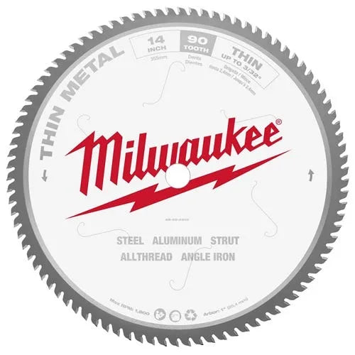 Milwaukee 14" 90 Tooth 1" Arbor Circular Saw Thin Metal Cutting Blade 48-40-4510