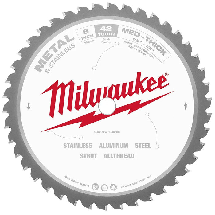 Milwaukee 8" 42 Tooth Metal Cutting Circular Saw Blade 48-40-4515