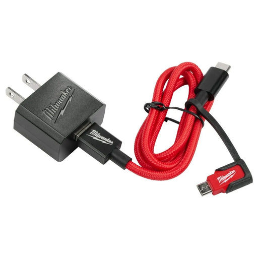 Milwaukee 3ft USB-C and 2.1A Wall Charger w/Micro USB Adaptor 48-59-1209