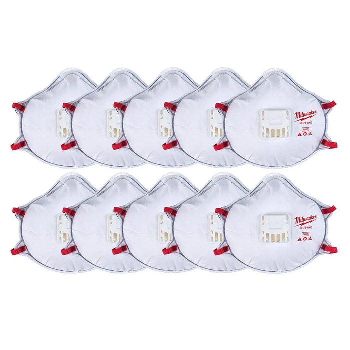 Milwaukee N95 Disposable Valved Respirator w/ Gasket (10 Pack) 48-73-4004