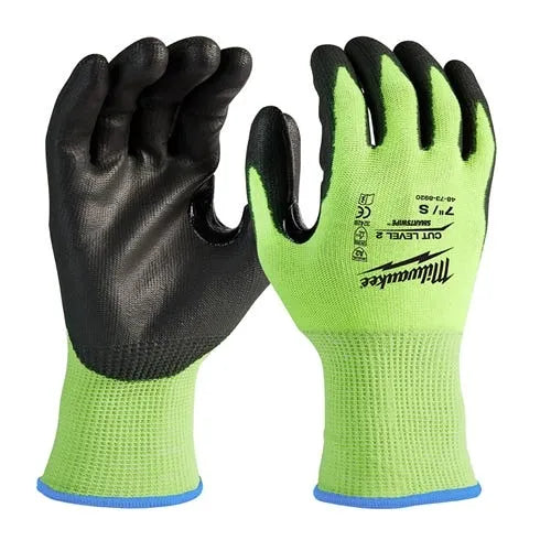 Milwaukee High-Visibility Cut Level 2 Polyurethane Dipped Gloves - Large 48-73-8922