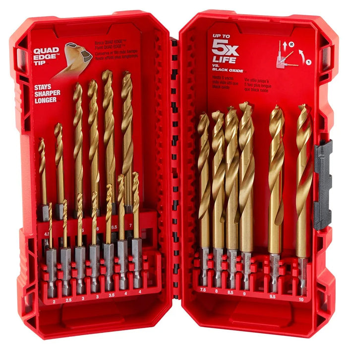 Milwaukee SHOCKWAVE Impact Duty RED HELIX Titanium Metric Drill Bit Set - 19PC 48-89-4860