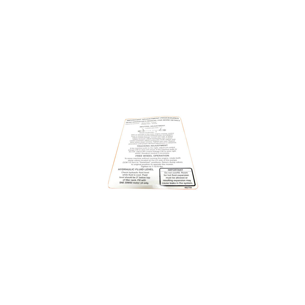 Scag  482709  -  DECAL, SEAT SUPT