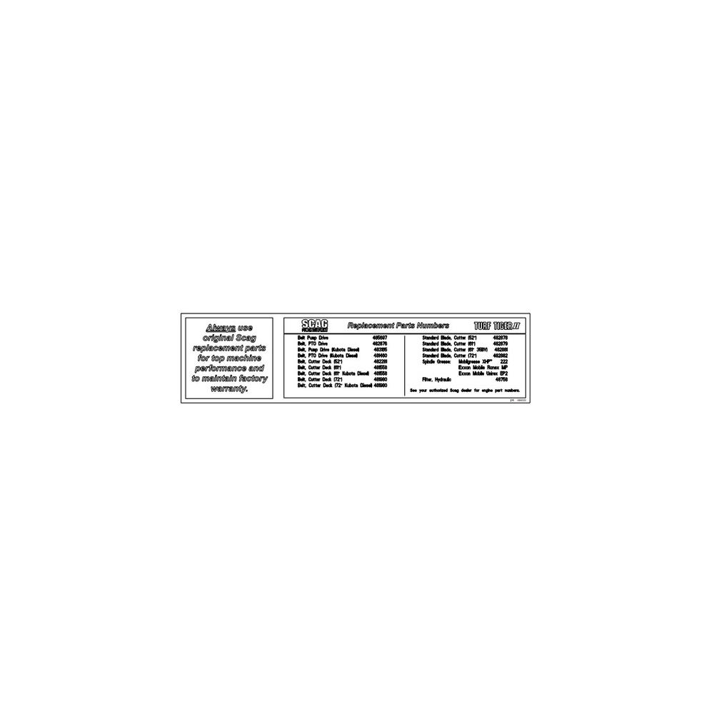 Scag  486533  -  DECAL STTII SERVICE