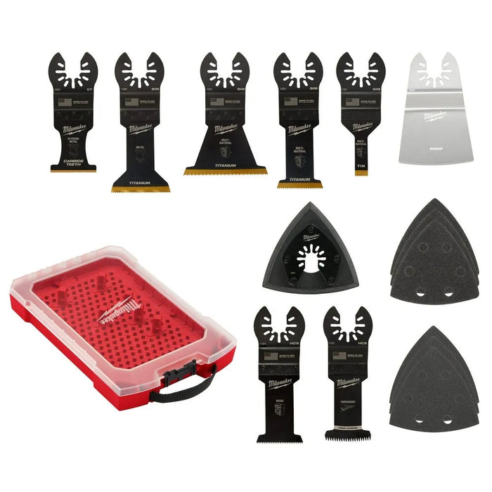 Milwaukee Universal Fit OPEN-LOK 15PC Oscillating Multi-Tool Blade Kit w/ Modular Case 49-10-9114