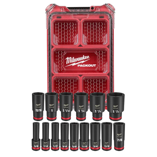 Milwaukee 15Pc. SHOCKWAVE Impact Duty 1/2" Drive SAE PACKOUT Deep Socket Set 49-66-6802