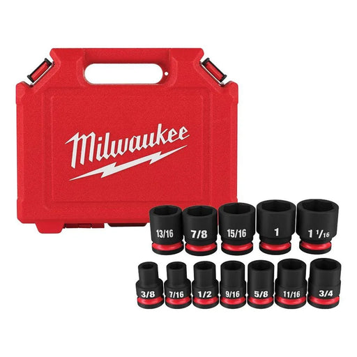 Milwaukee 12 Piece Shockwave Impact Duty 1/2" Drive SAE Standard 6 Point Socket Set 49-66-7010