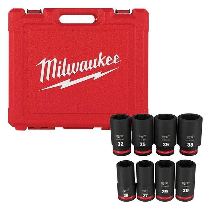 Milwaukee 8 Piece Shockwave Impact Duty 3/4" Drive Metric Deep 6 Point Socket Set 49-66-7020