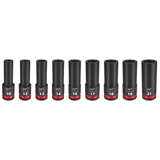 Milwaukee 9PC SHOCKWAVE Impact Duty 1/2" Drive Metric Deep 6 Point Socket Set 49-66-7032