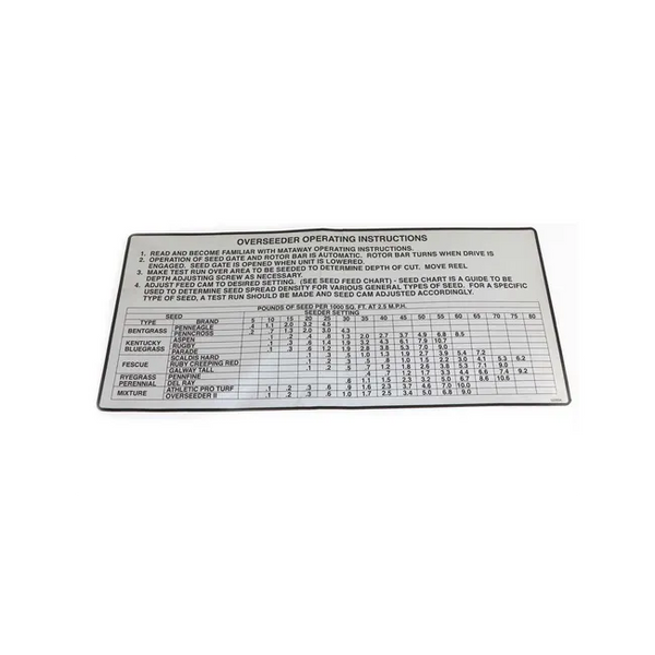 Overseeder Instructions Decal For Overseeders, 522834