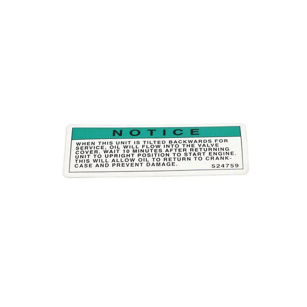 Oil Service Decal For Aerators, 524759