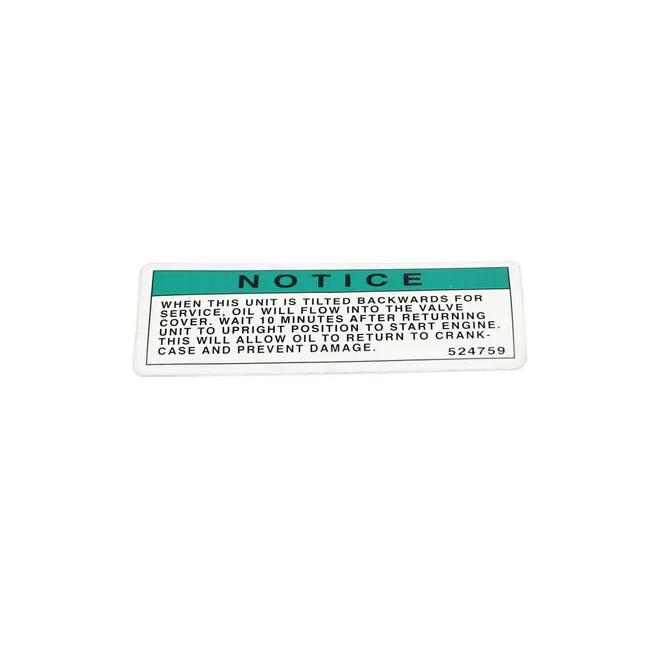 Oil Service Decal For Aerators, 524759