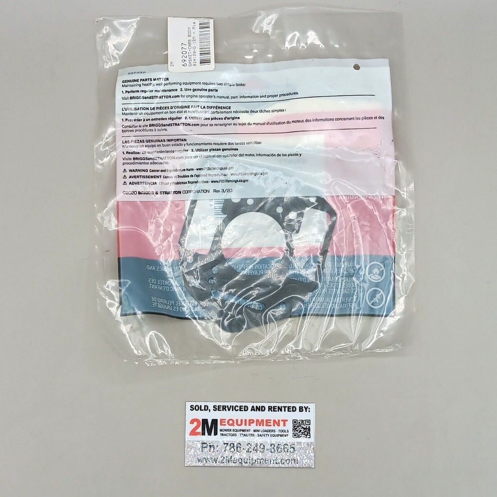 Briggs and Stratton 692077 GASKET-CARB BODY