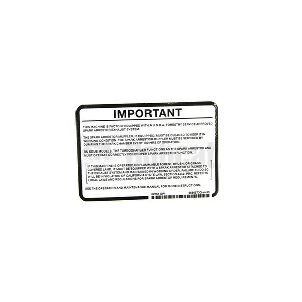 Bobcat 6560573 Spark Arrestor Safety Decal