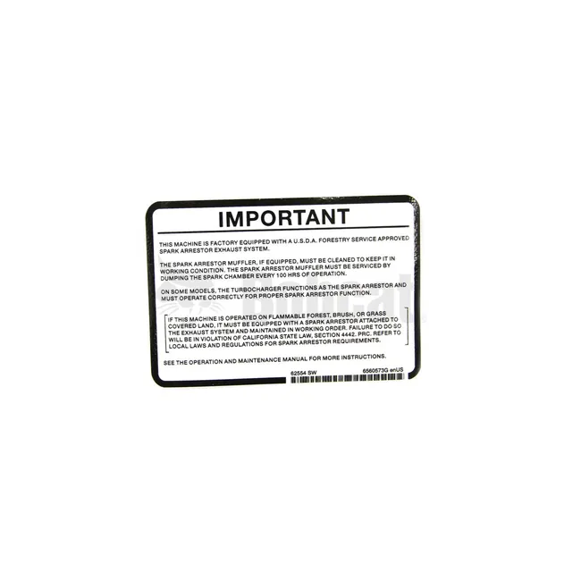 Bobcat 6560573 Spark Arrestor Safety Decal