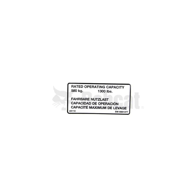 Bobcat 6561377 Capacity Decal